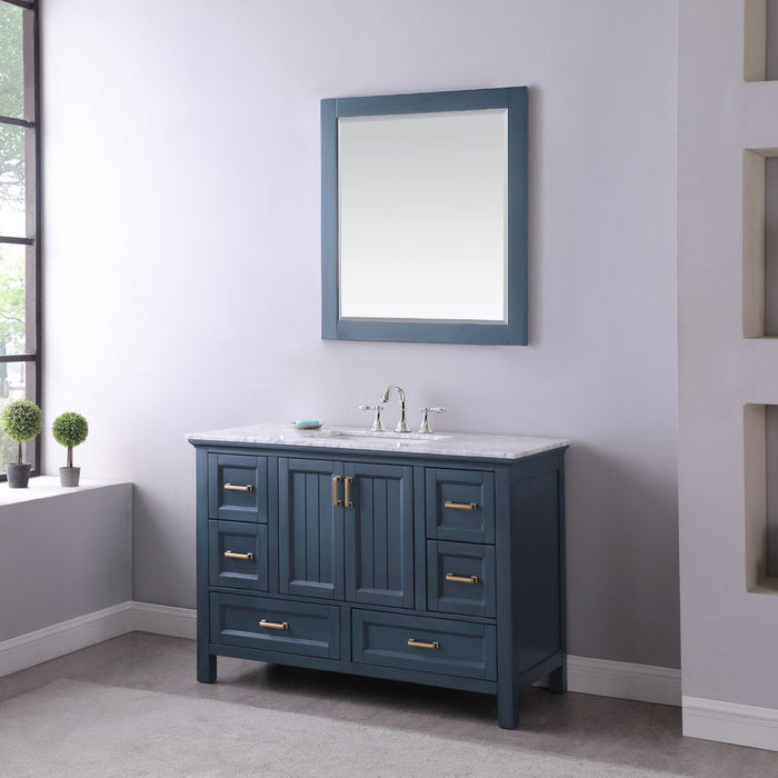Altair Isla 48" Single Bathroom Vanity Set in Classic Blue and Carrara White Marble Countertop with Mirror 538048-CB-CA