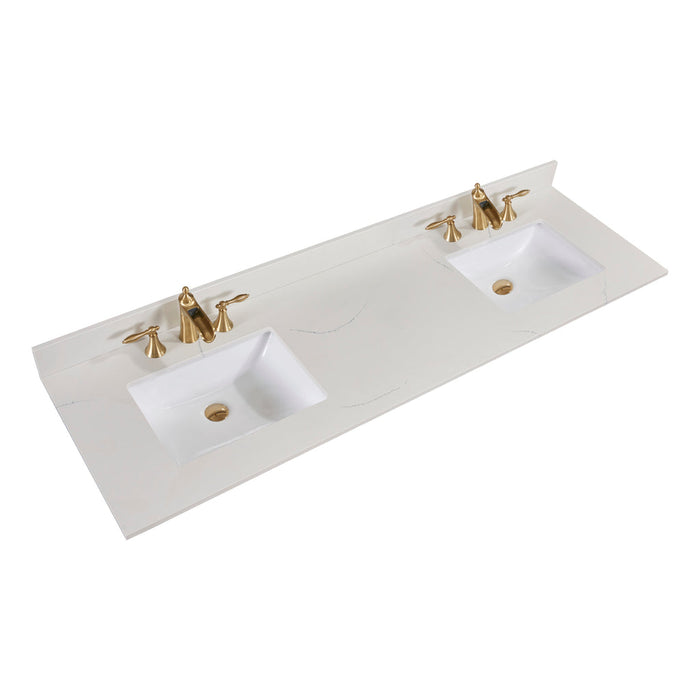 Altair 73" Stone effects Vanity Top in Milano White with White Sink 61073-CTP-MW