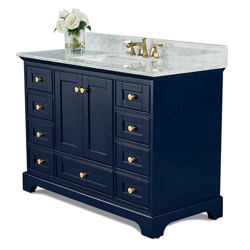 Ancerre Audrey 48"Bathroom Vanity Set in Heritage Blue with 28" Mirror VTSM-AUDREY-48-HB-CW-GD
