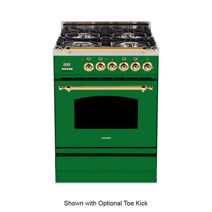 Hallman 24" Single Oven All Gas Italian Range, Brass Trim in Emerald Green HGR24BSGN