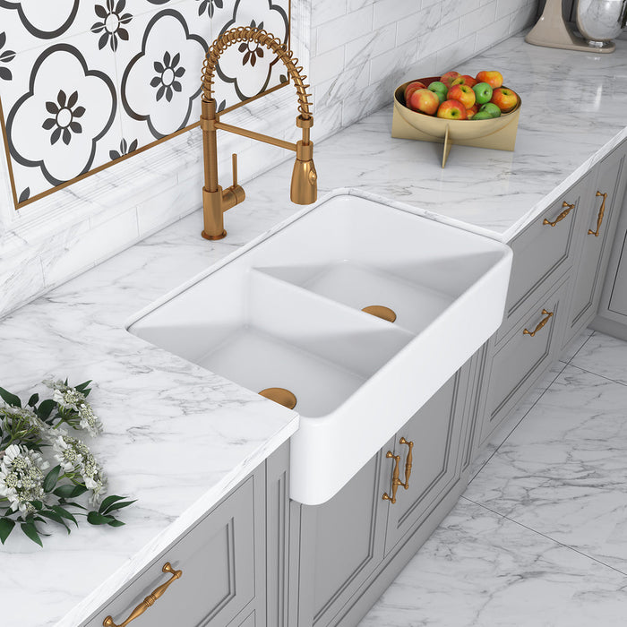 Altair Trieste Glossy White Ceramic Rectangular 32" L x 19.7" W Vessel Bathroom Double Sinks  281032-KDS