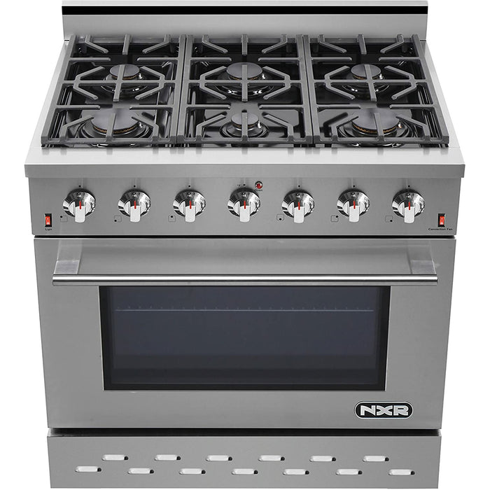 NXR 36" Stainless Steel Pro-Style Natural Gas Range with 5.5 cu.ft. Convection Oven SC3611