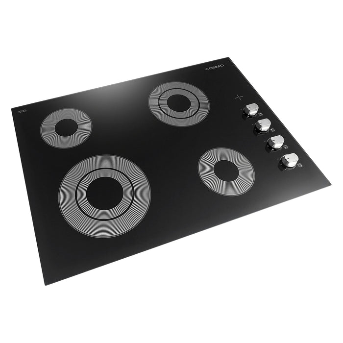 Cosmo 30 Electric Ceramic Glass Cooktop with 4 Burners, Dual Zone Elements, Hot Surface Indicator Light and Control Knobs - COS-304ECC