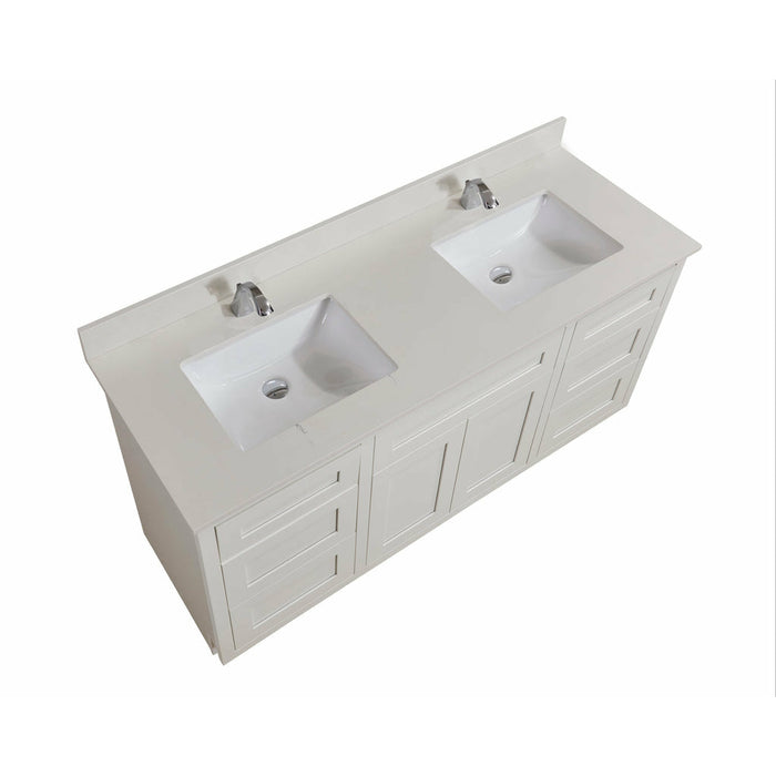 Altair  61" Stone effects Vanity Top in Milano White with White Sink 61SF61-MW-CTP