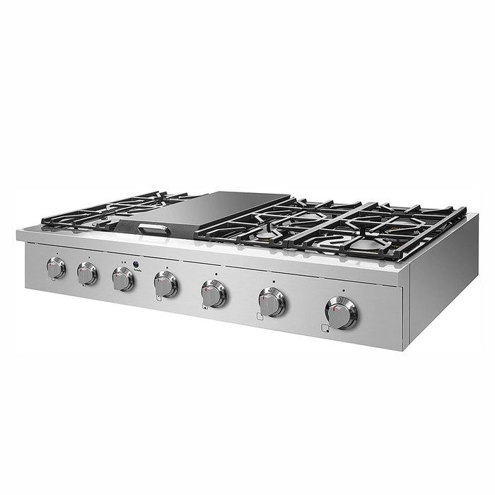 NXR SCT4811 48" Natural Gas Cooktop & RH4801 Under Cabinet Hood Bundle, Stainless Steel SCT4811RHBD