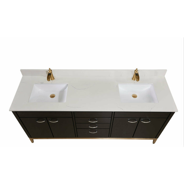 Altair 73" Stone effects Vanity Top in Milano White with White Sink 61SF73-MW-CTP