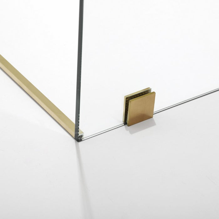 Vinnova Villena 52" W x 78" H Rectangle Single Sliding Frameless Shower Enclosure in Brushed Gold 312052+36P-BG