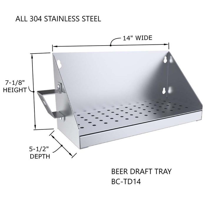 Sunstone Cocktail Tender Beer Draft Drip Tray with Bottle Opener & Drip Pan BC-TD14