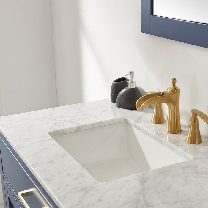 Altair Ivy 36" Single Bathroom Vanity Set in Royal Blue and Carrara White Marble Countertop with Mirror  531036-RB-CA