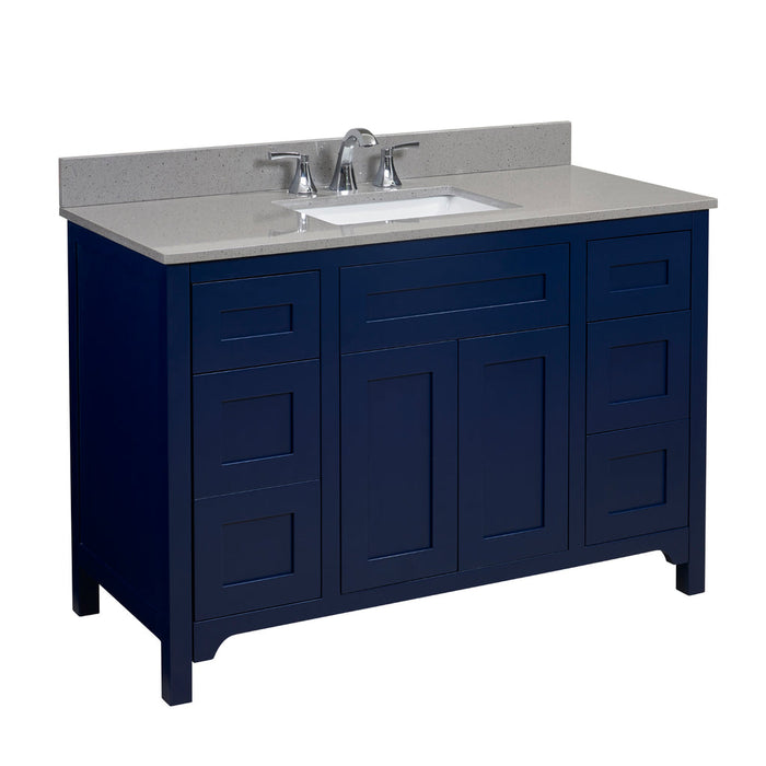 Altair 49" Mountain Gray/Polished Engineered Marble Bathroom Vanity Top with White Sink 63049-CTP-MG