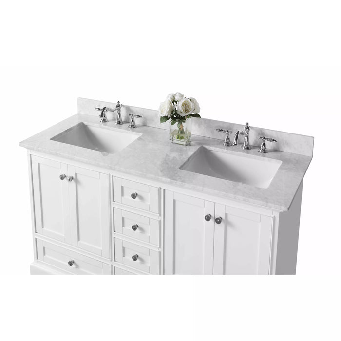 Ancerre Audrey 60" Bathroom Vanity Set in White with 24" Mirror VTSM-AUDREY-60-W-CW