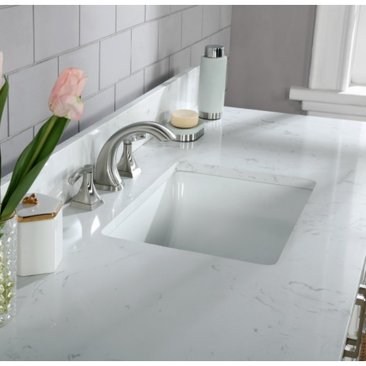 Altair Isla 60" Single Bathroom Vanity Set in White and Carrara White Marble Countertop with Mirror  538060S-WH-AW