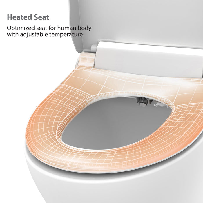 Vovo Stylement Electronic Smart Bidet Seat in White with Heated, Warm Dry and Water and LED Nightlight Functions, VB-6000SR