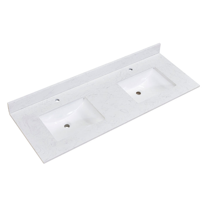 Altair 61" Stone effects Vanity Top in Aosta White with White Sink 65061-CTP-AW
