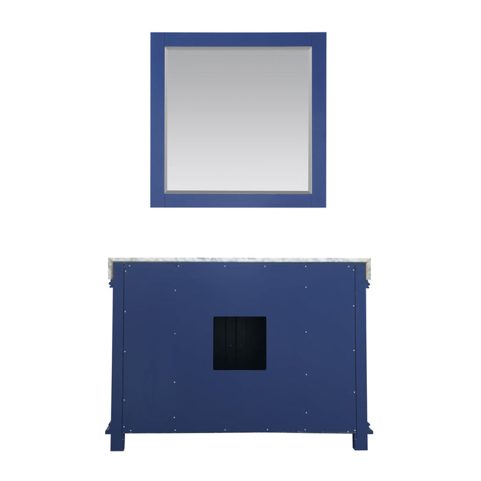 Altair Jardin 48" Single Bathroom Vanity Set in Jewelry Blue and Carrara White Marble Countertop with Mirror 539048-JB-CA