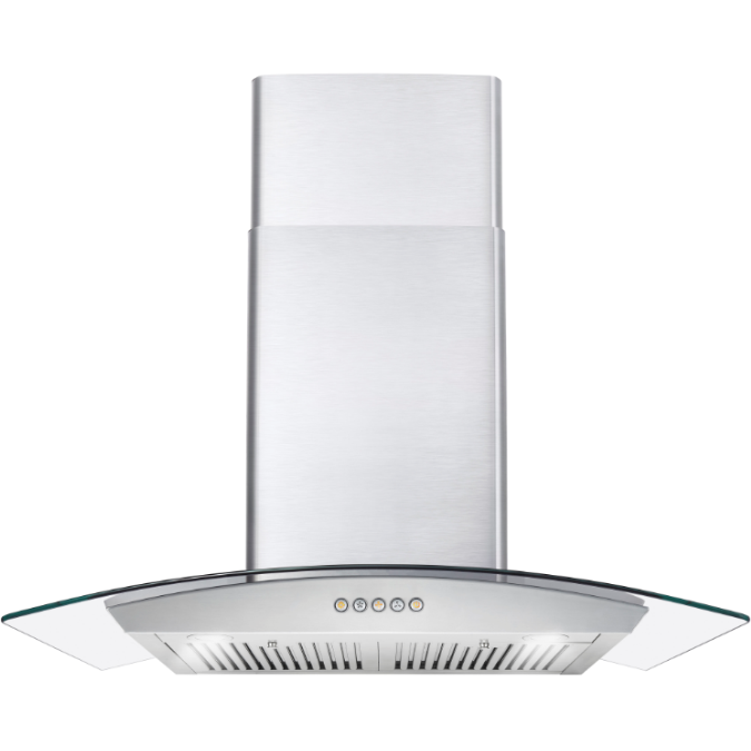 Cosmo 30" Ductless Wall Mount Range Hood in Stainless Steel with Push Button Controls, LED Lighting and Carbon Filter Kit for Recirculating COS-668WRC75-DL
