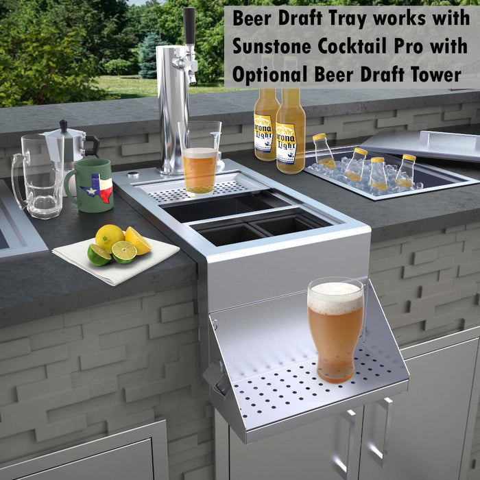 Sunstone Cocktail Tender Beer Draft Drip Tray with Bottle Opener & Drip Pan BC-TD14