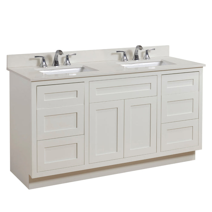 Altair 61" Stone effects Vanity Top in Milano White with White Sink 66061S-CTP-SW