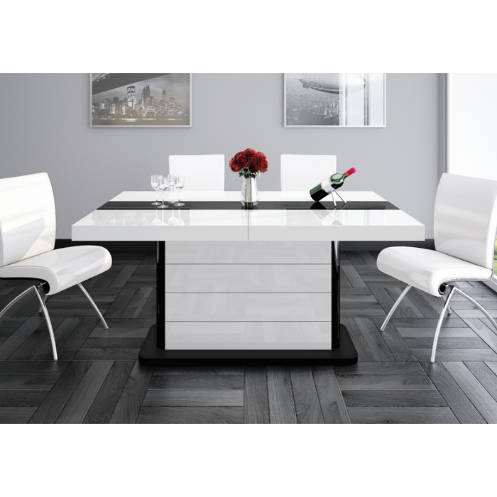 Maxima House Pianosa  White Gloss Extendable Dining Table HU0007