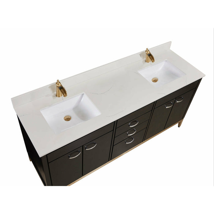 Altair 73" Stone effects Vanity Top in Milano White with White Sink 61SF73-MW-CTP
