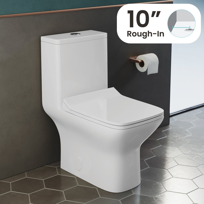 Swiss Madison Carre One Piece Square Toilet Dual Flush 1.1/1.6 gpf with 10" Rough In - SM-1T276