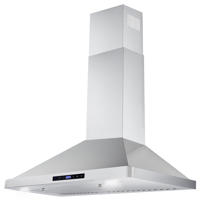 Cosmo 30" Ductless Wall Mount Range Hood in Stainless Steel with LED Lighting and Carbon Filter Kit for Recirculating COS-63175S-DL