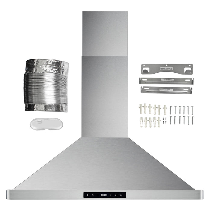 Cosmo 30'' Ducted Range Hood in Stainless Steel with Touch Controls, LED Lighting and Permanent Filters COS-63175S