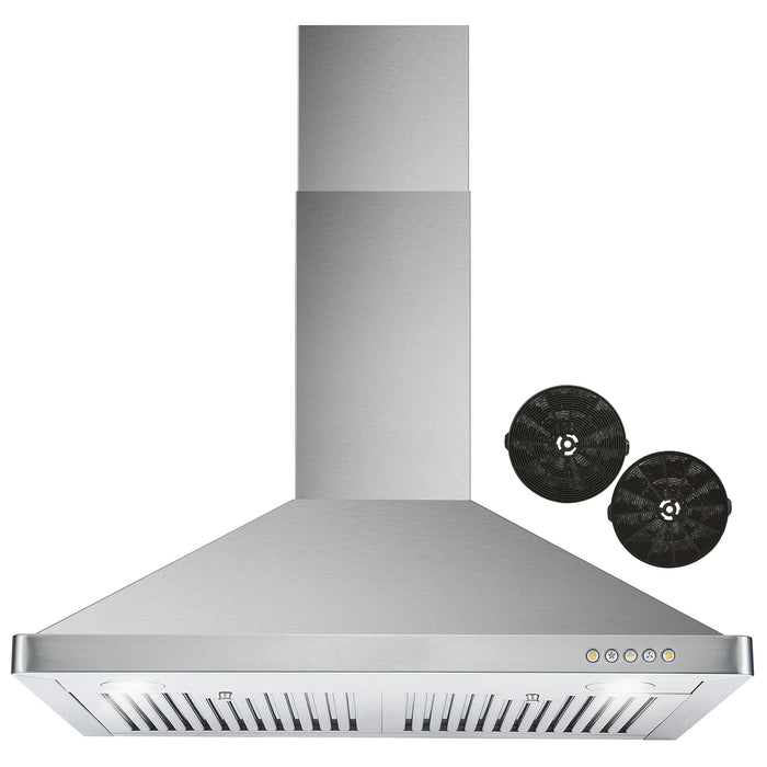 Cosmo 30'' Ductless Wall Mount Range Hood in Stainless Steel with LED Lighting and Carbon Filter Kit for Recirculating  COS-63175-DL