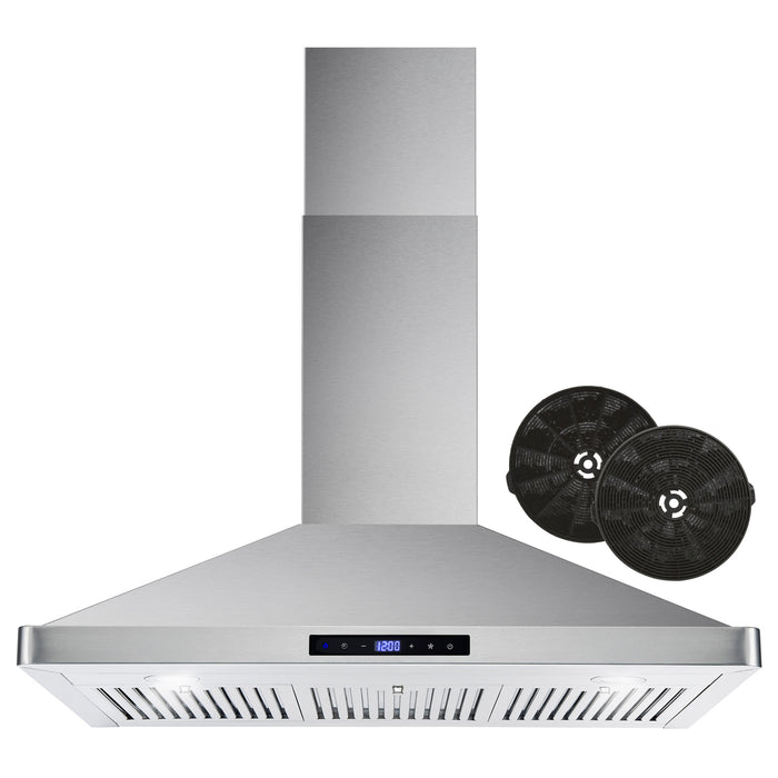Cosmo 36" Ductless Wall Mount Range Hood in Stainless Steel with LED Lighting and Carbon Filter Kit for Recirculating COS-63190S-DL