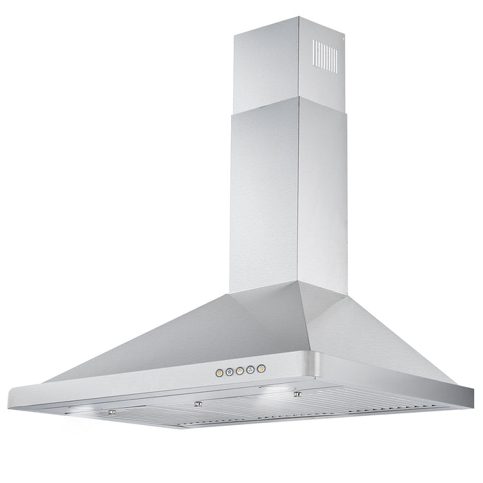 Cosmo 36'' Ducted Wall Mount Range Hood in Stainless Steel with Touch Controls, LED Lighting and Permanent Filters COS-63190