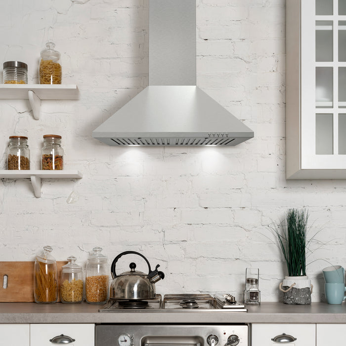 Cosmo 24" Ducted Wall Mount Range Hood in Stainless Steel with LED Lighting and Permanent Filters COS-6324EWH