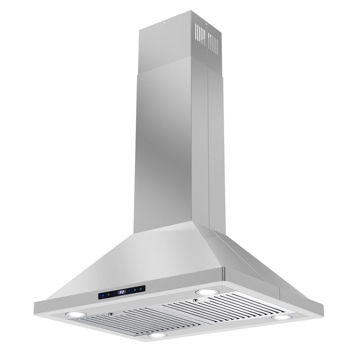 Cosmo 30" Ducted Island Range Hood with 3-Speed Fan