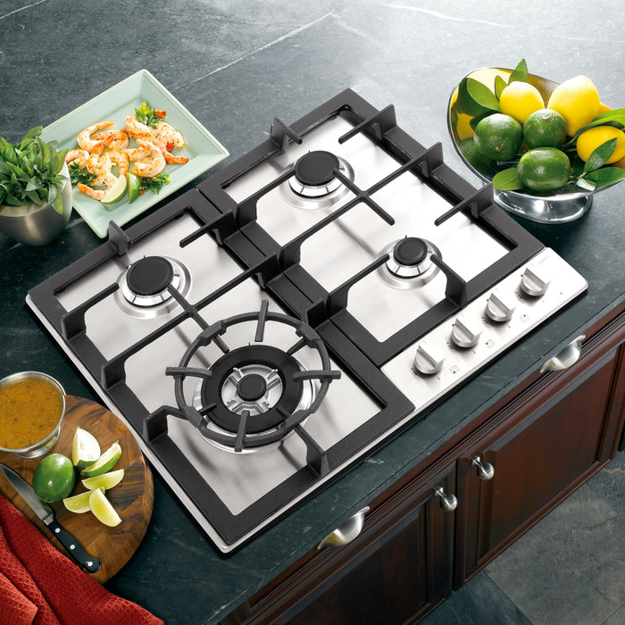 Cosmo 24" Gas Cooktop in Stainless Steel with 4 Sealed Burners COS-640STX-E