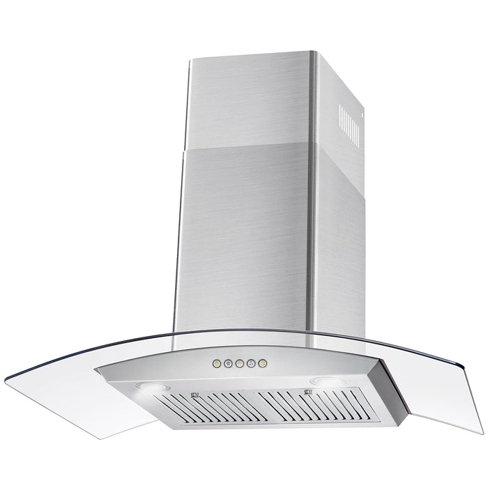Cosmo 36" Ductless Wall Mount Range Hood in Stainless Steel with LED Lighting and Carbon Filter Kit for Recirculating COS-668A900-DL