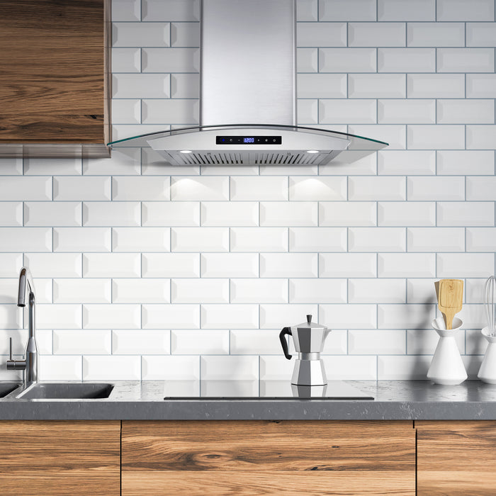 Cosmo 30"  Ducted Wall Mount Range Hood in Stainless Steel with Touch Controls, LED Lighting and Permanent Filters COS-668AS750