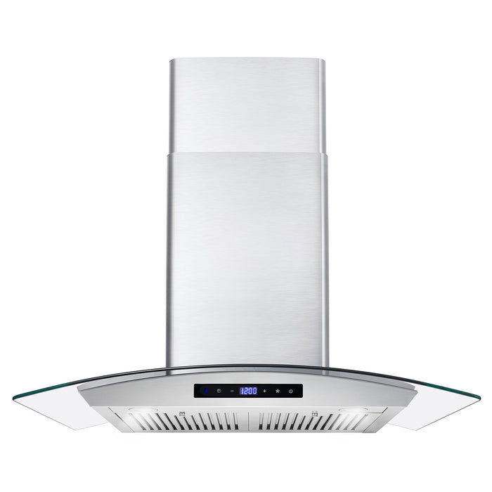Cosmo 30" Ductless Wall Mount Range Hood in Stainless Steel with LED Lighting and Carbon Filter Kit for Recirculating COS-668AS750-DL