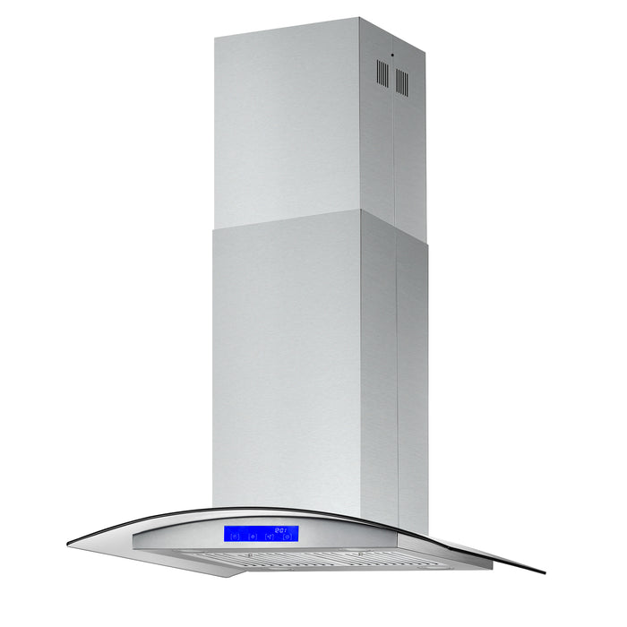 Cosmo 30" Ducted Island Range Hood in Stainless Steel with LED Lighting and Permanent Filters COS-668ICS750