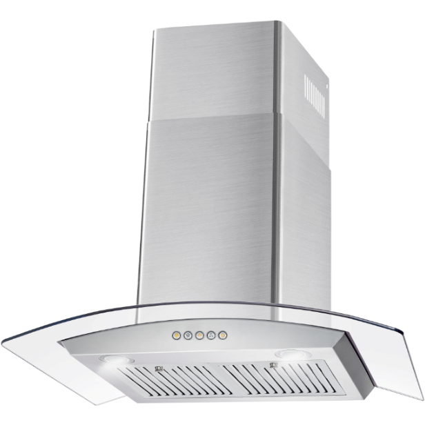 Cosmo 30" Ductless Wall Mount Range Hood in Stainless Steel with Push Button Controls, LED Lighting and Carbon Filter Kit for Recirculating COS-668WRC75-DL