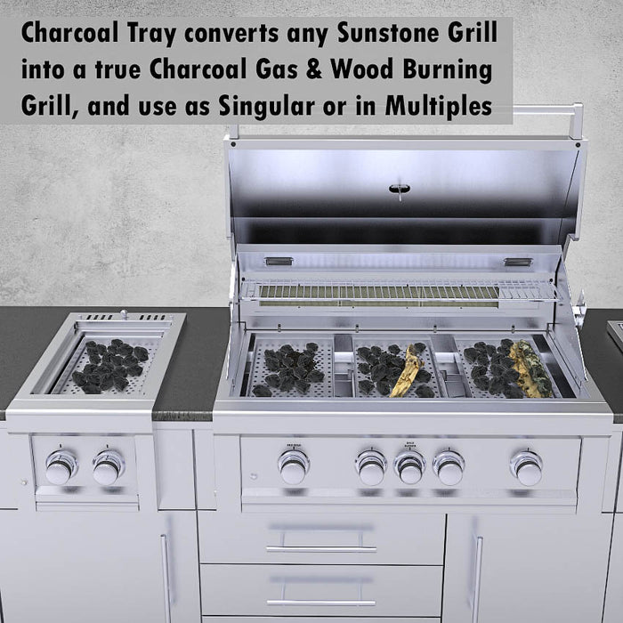 Sunstone 3-in-1 Charcoal Wood Burning & Smoking Tray for Gas Grills SUNCP-CHTRAY