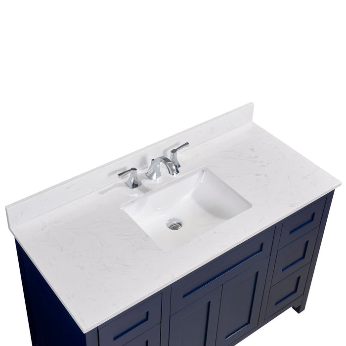 Altair 49" Stone effects Vanity Top in Jazz White with White Sink  62049-CTP-JW