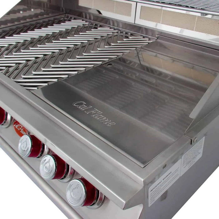 Cal Flame BBQ Built In Grill P5 Burner with Lights, Rotisserie & Back Burner BBQ19P05