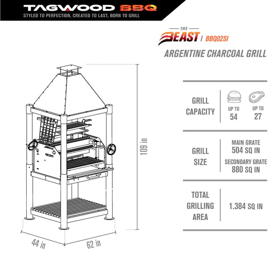 Tagwood Argentine Wood Fire & Charcoal Grill BBQ02SI