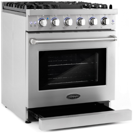 Cosmo 4-Piece, 30" Gas Range, 30" Range Hood, 24" Dishwasher and Refrigerator COS-4PKG-093