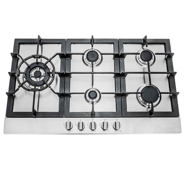 Cosmo 30" Gas Cooktop in Stainless Steel with 5 Sealed Brass Burners 850SLTX-E