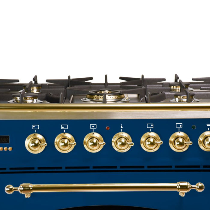 Hallman 30'' Single Oven Duel Fuel Italian Range, Brass Trim in Blue HDFR30BSBU