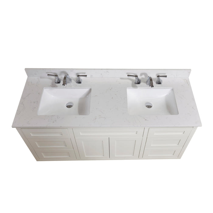 Altair  61" Stone effects Vanity Top in Jazz White with White Sink 62061-CTP-JW