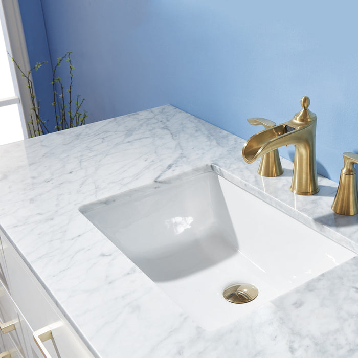 Altair Ivy 48" Single Bathroom Vanity Set in White and Carrara White Marble Countertop with Mirror 531048-WH-CA