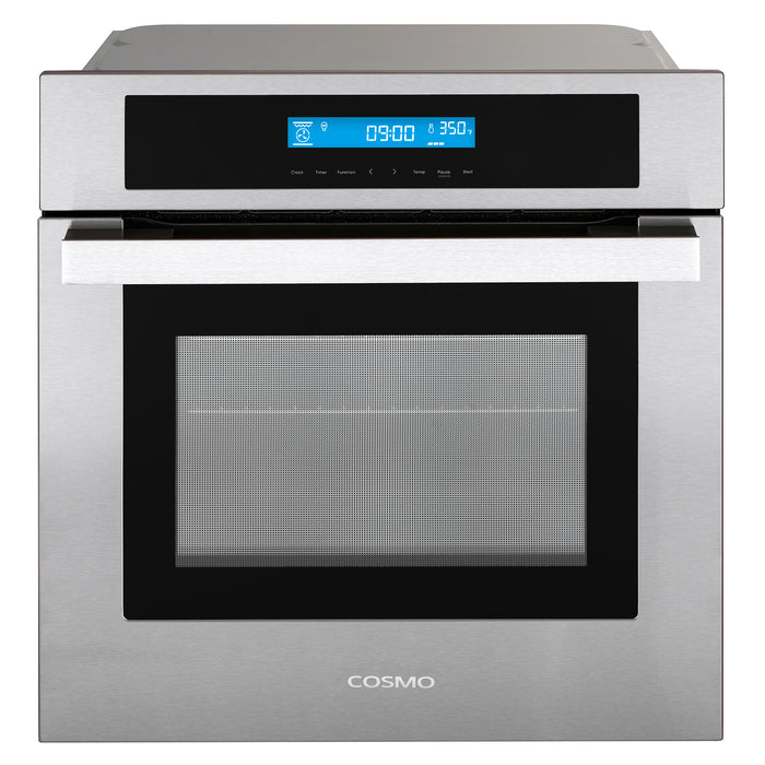 Cosmo 24" 2.5 cu. ft. Single Electric Wall Oven w/8 Functions and True European Convection in Stainless Steel C106SIX-PT
