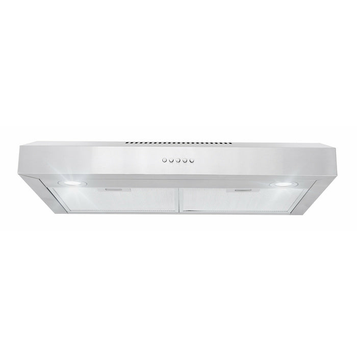 Cosmo 30" Under Cabinet Range Hood with Ducted / Ductless Convertible Slim Kitchen Over Stove Vent, 3 Speed Exhaust Fan, Reusable Filter, LED Lights in Stainless Steel COS-5U30