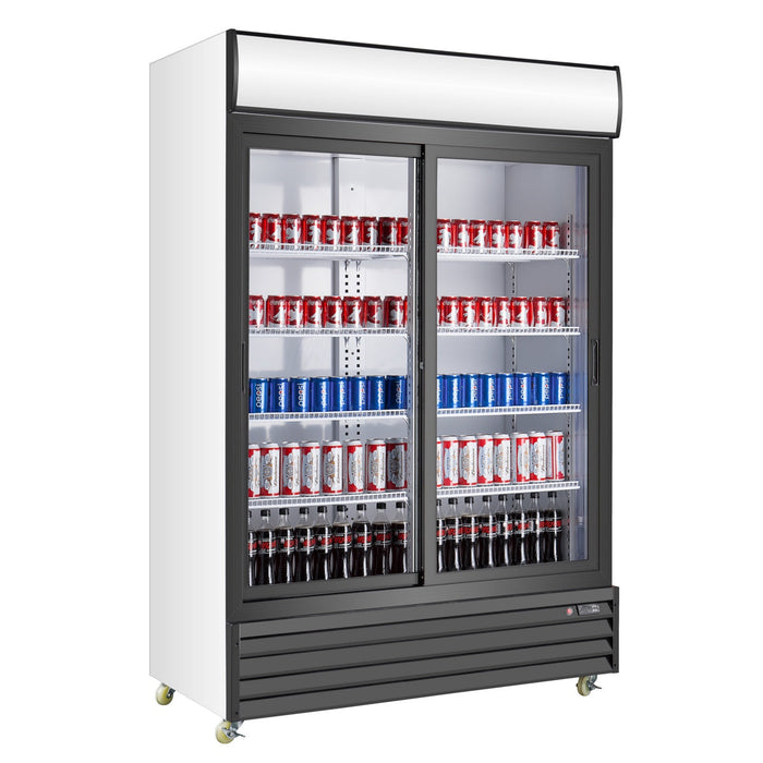 Kings Bottle Double Sliding Door Display Beverage Cooler Refrigerator G1000